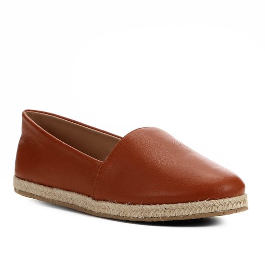 Sapatilha Shoestock Flat Corda Couro - Caramelo