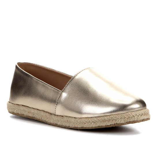 Sapatilha Shoestock Flat Corda Metalizado - Dourado