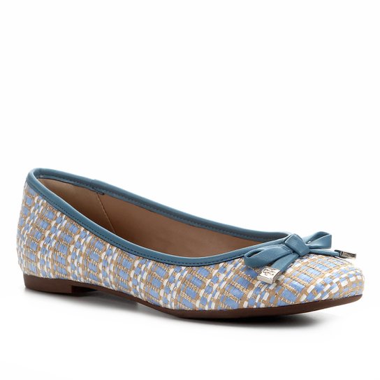 Sapatilha Shoestock Laço Ráfia - Azul+Branco