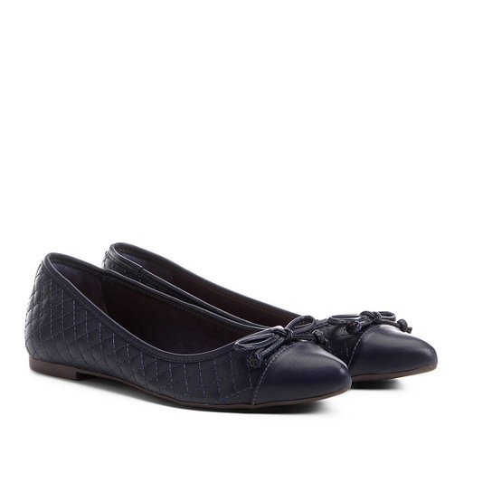 Sapatilha Shoestock Matelassê Bico Fino Feminina - Azul Escuro