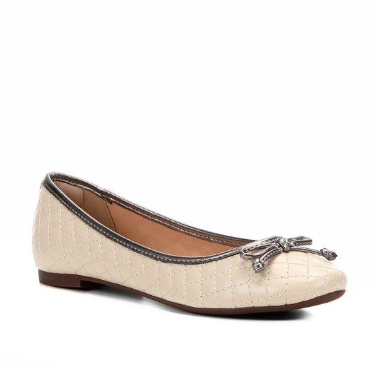 Sapatilha Shoestock Matelassê Laço Feminina - Off White