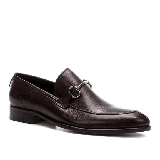 Sapato Casual Shoestock Couro Bridão Masculino - Café