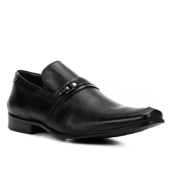 Sapato Social Couro Shoestock Textura Fivela Masculino - Preto