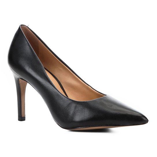 Scarpin Couro Shoestock Salto Médio - Preto