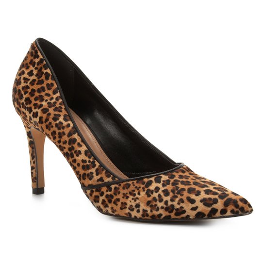 Scarpin Shoestock Salto Alto Leopard - Caramelo