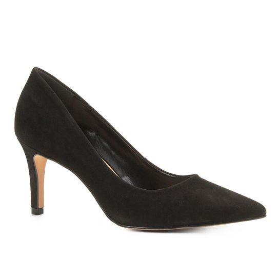 Scarpin Shoestock Salto Alto Nobuck - Preto