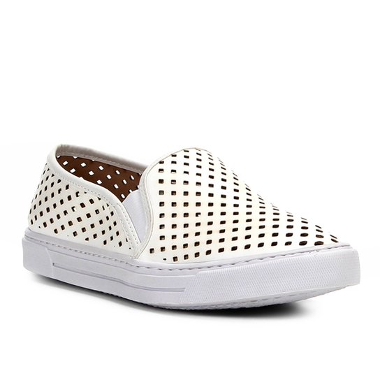 Slip On Shoestock Furinhos Feminino - Branco