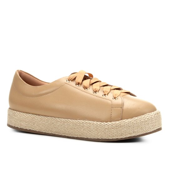 Tênis Couro Shoestock Corda Natural Feminino - Bege
