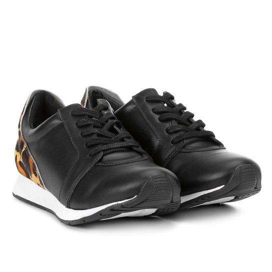 Tênis Couro Shoestock Jogging Feminino - Onça