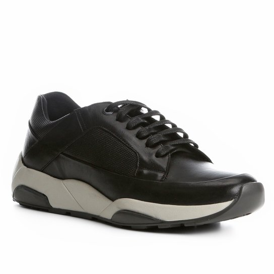 Tênis Couro Shoestock Jogging Masculino - Preto