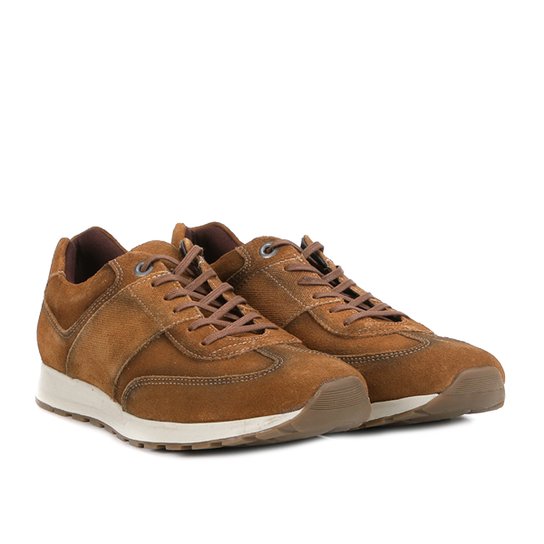 Tênis Couro Shoestock Jogging Masculino - Caramelo
