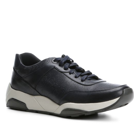 Tênis Couro Shoestock Jogging Sola Alta Masculino - Marinho