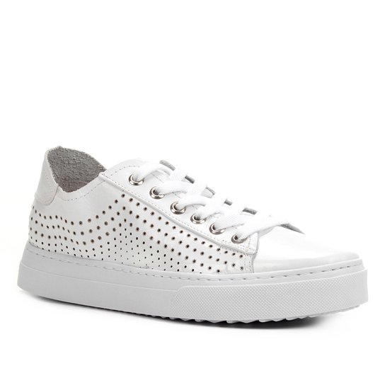Tênis Couro Shoestock Laser Feminino - Branco
