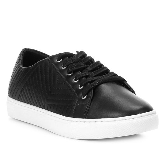 Tênis Couro Shoestock Matelassê Feminino - Preto