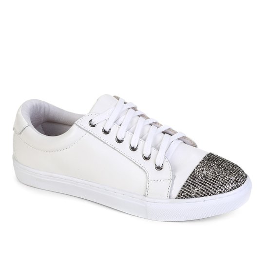 Tênis Couro Shoestock Soft Crystal Feminino - Branco