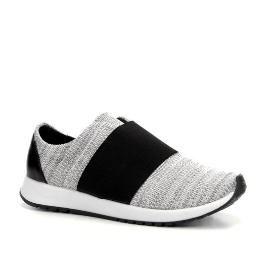 Tênis Shoestock Jogging Elástico Feminino - Cinza+Preto