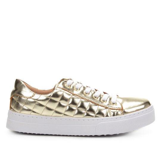 Tênis Shoestock Matelassê Feminino - Dourado