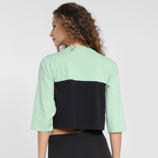 Blusa Cropped Hurley Line Bicolor Manga 3/4 Feminina