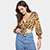 Blusa Forum Gola V Estampada Amarração Feminina - Marrom+Amarelo