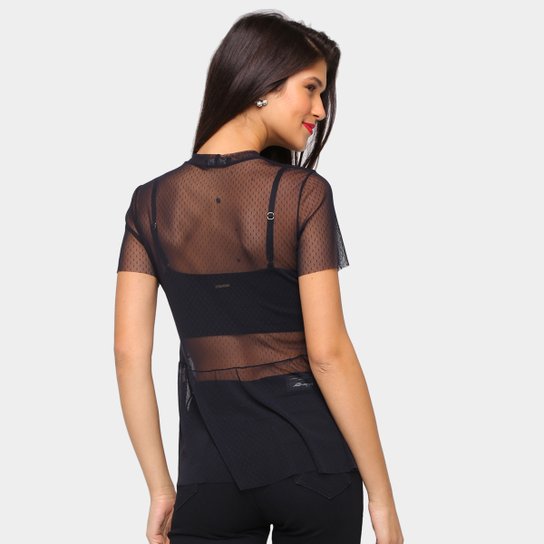 Blusa Recoletta Peplum Tule Poá Feminina