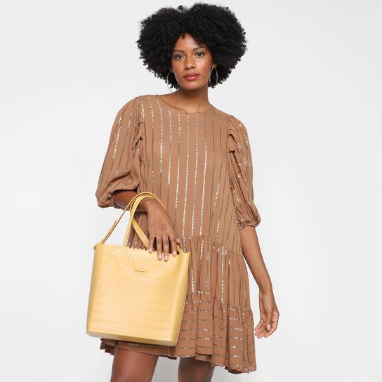 Bolsa Colcci Tote Shopper Textura Feminina - Amarelo