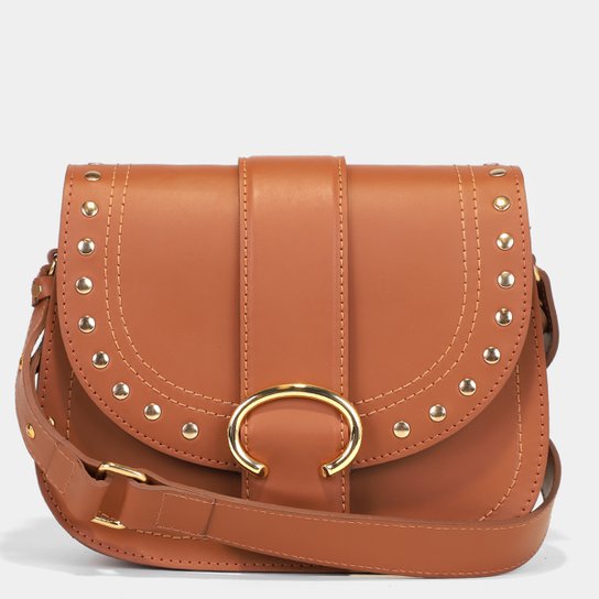 Bolsa Couro Shoestock Bia Perotti Crossbody Tachas Feminina