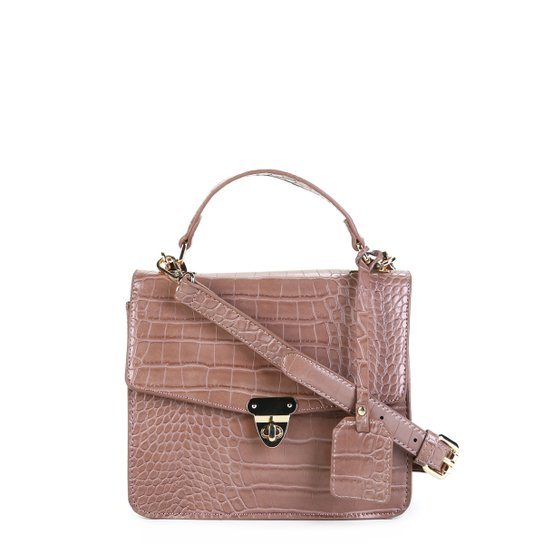 Bolsa Shoestock Transversal London Croco Feminina - Nude