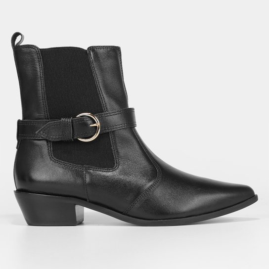 Bota Chelsea Shoestock Bia Perotti Couro Fivela Feminina