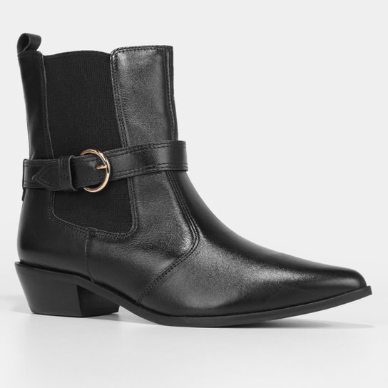 Bota Chelsea Shoestock Bia Perotti Couro Fivela Feminina