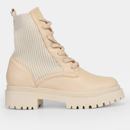 Bota Coturno Shoestock Knit Tratorada Feminina