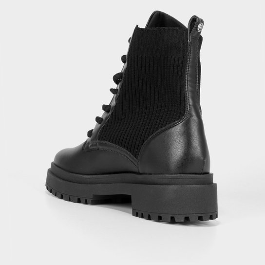 Bota Coturno Shoestock Knit Tratorada Feminina