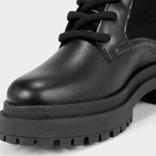 Bota Coturno Shoestock Knit Tratorada Feminina