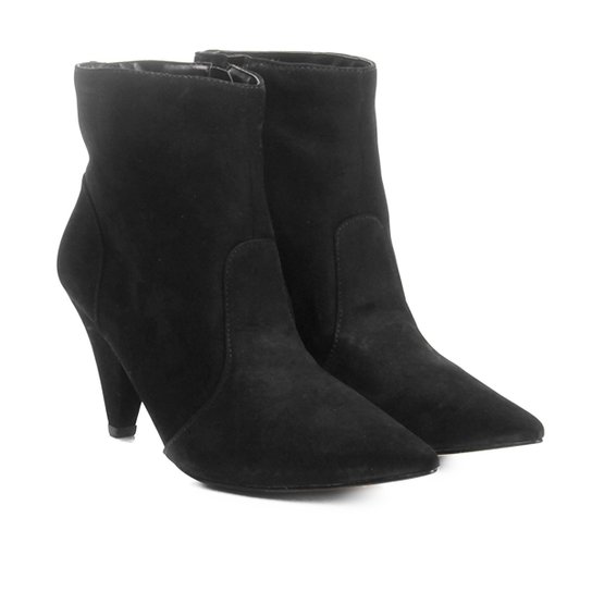 Bota Couro Cano Curto Shoestock Salto Cone Feminina