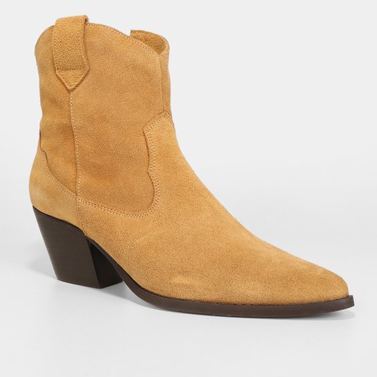 Bota Couro Country Shoestock Western Cano Baixo Feminina