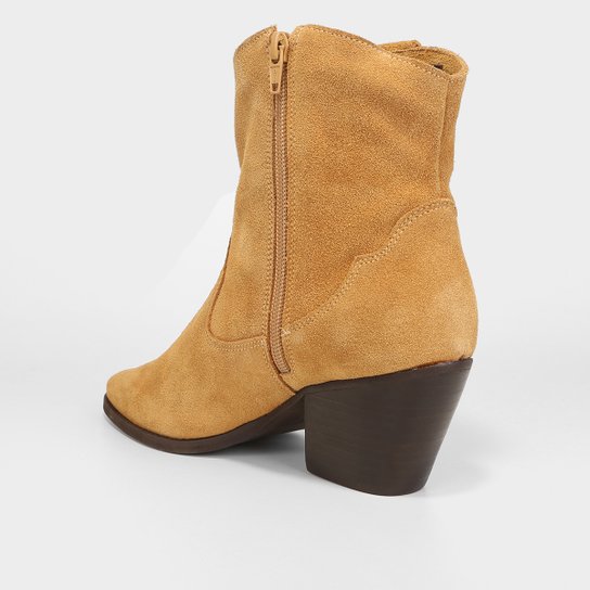 Bota Couro Country Shoestock Western Cano Baixo Feminina