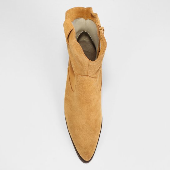 Bota Couro Country Shoestock Western Cano Baixo Feminina