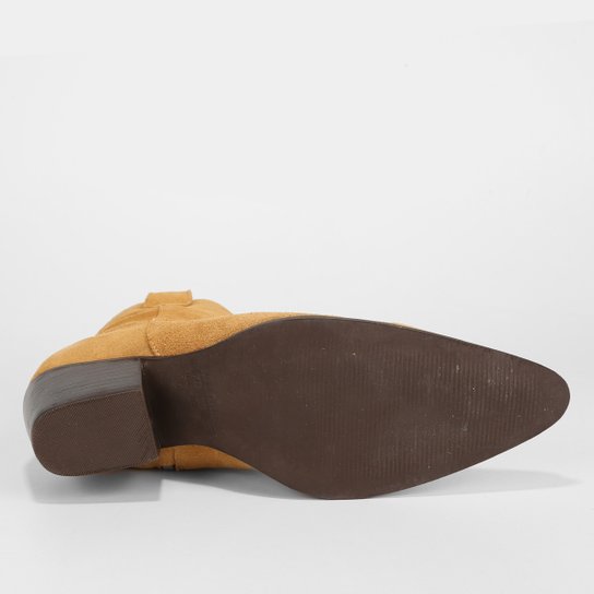 Bota Couro Country Shoestock Western Cano Baixo Feminina