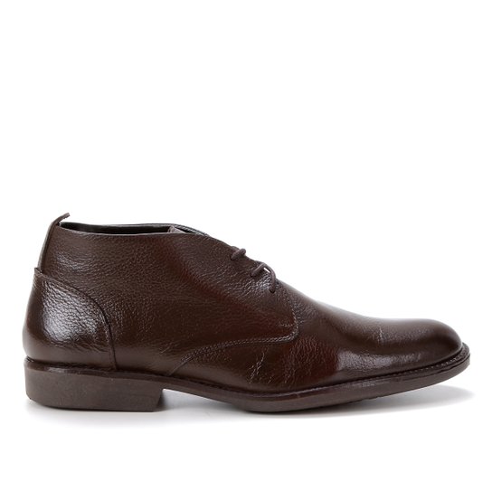 Bota Couro Shoestock Confort Cano Curto Masculina - Café