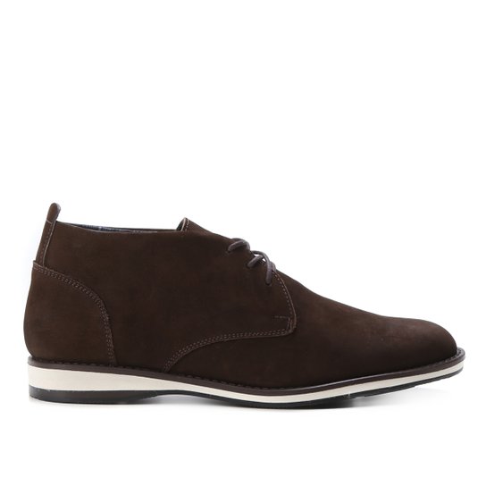Bota Couro Shoestock Nobuck Cadarço Masculina - Café
