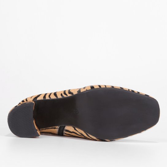Bota Couro Shoestock Pelo Animal Print Feminina