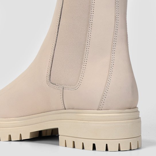 Bota Shoestock Couro Chelsea Tratorado Cano Baixo