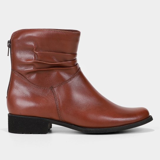 Bota Shoestock Couro Confort Cano Baixo