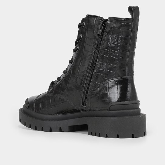 Bota Shoestock Couro Coturno Tratorado