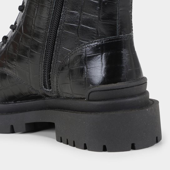 Bota Shoestock Couro Coturno Tratorado