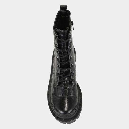 Bota Shoestock Couro Coturno Tratorado