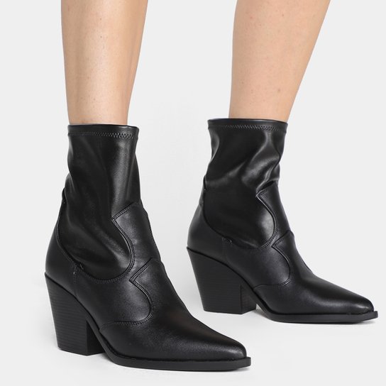 Bota Shoestock Western Bico Fino Salto Médio Feminina