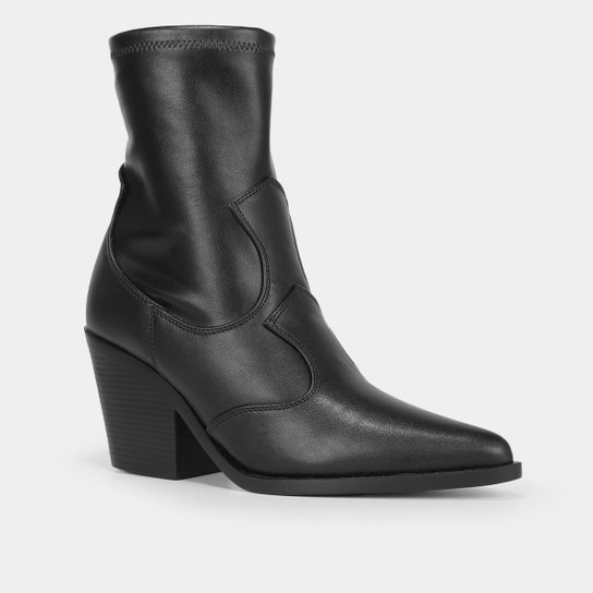 Bota Shoestock Western Bico Fino Salto Médio Feminina