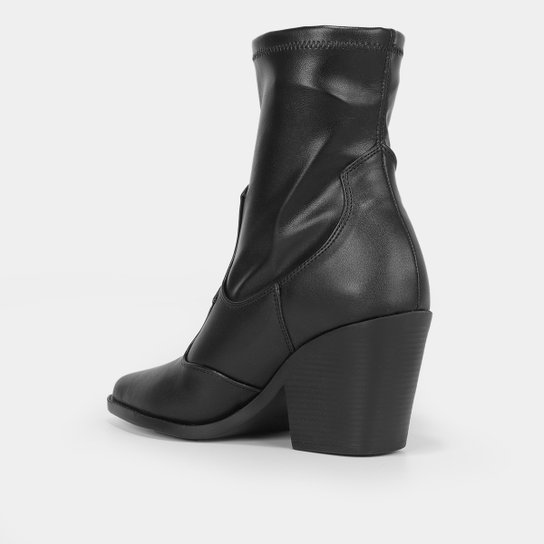 Bota Shoestock Western Bico Fino Salto Médio Feminina