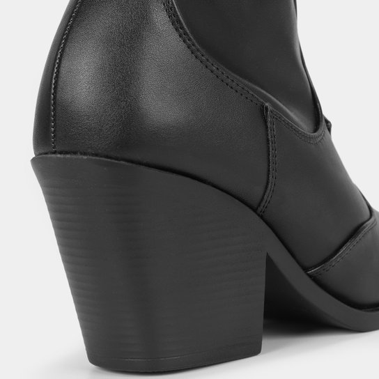 Bota Shoestock Western Bico Fino Salto Médio Feminina