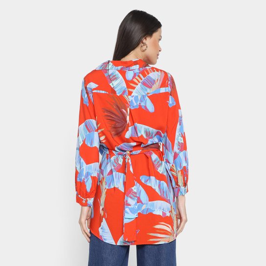 Camisa Farm Oversized Estampada 3/4 Feminina